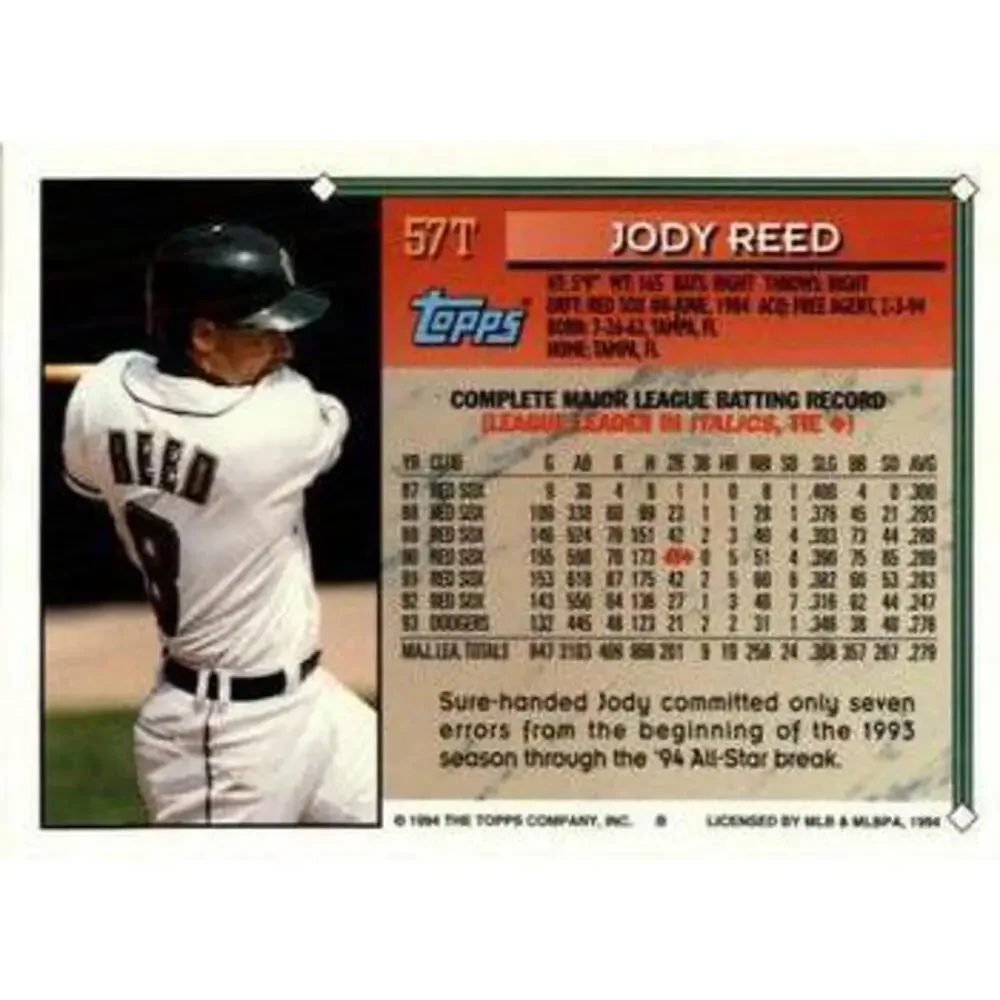 1994 Topps Traded Jody Reed 57T Milwaukee Brewers